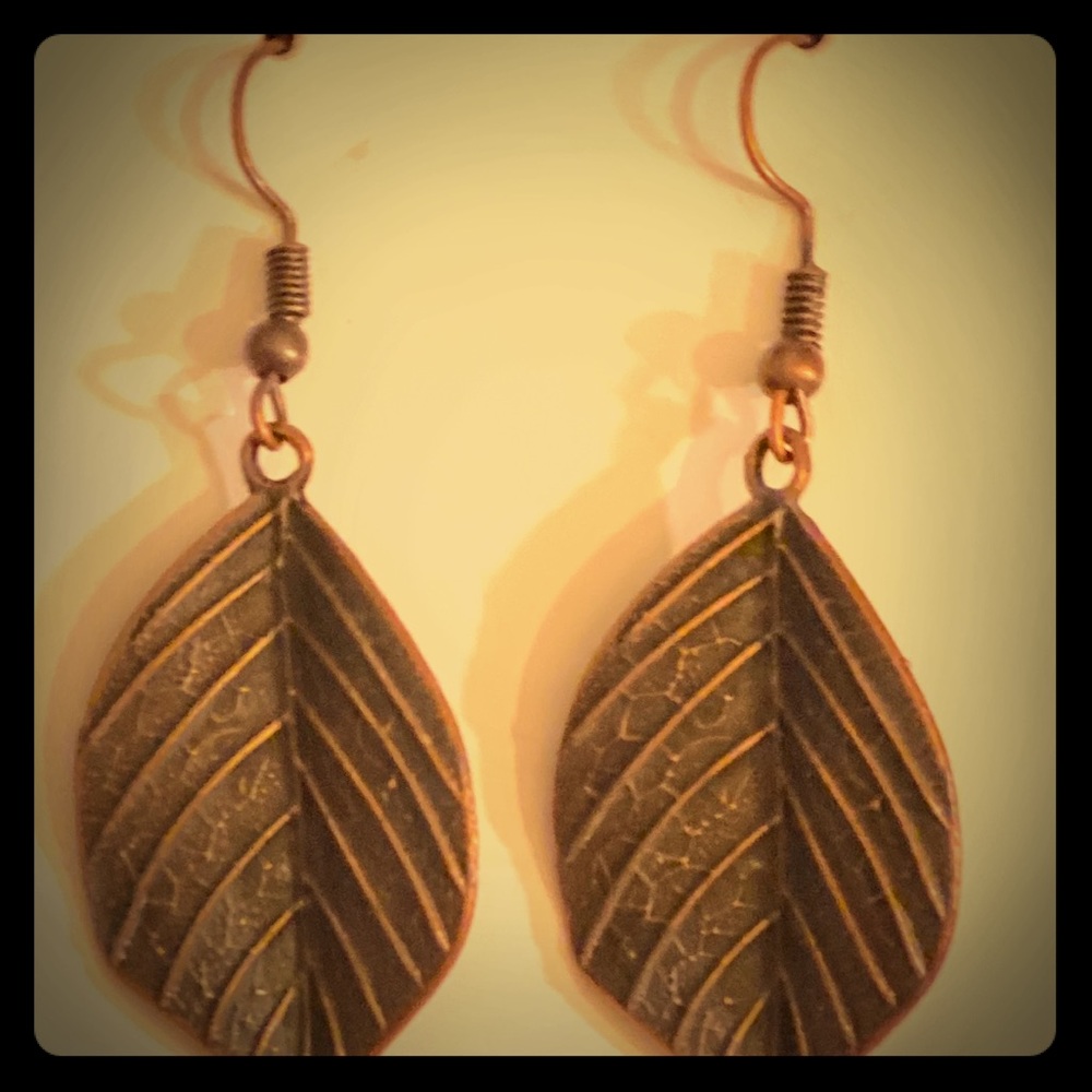 Antique Brass Leaf Earrings!